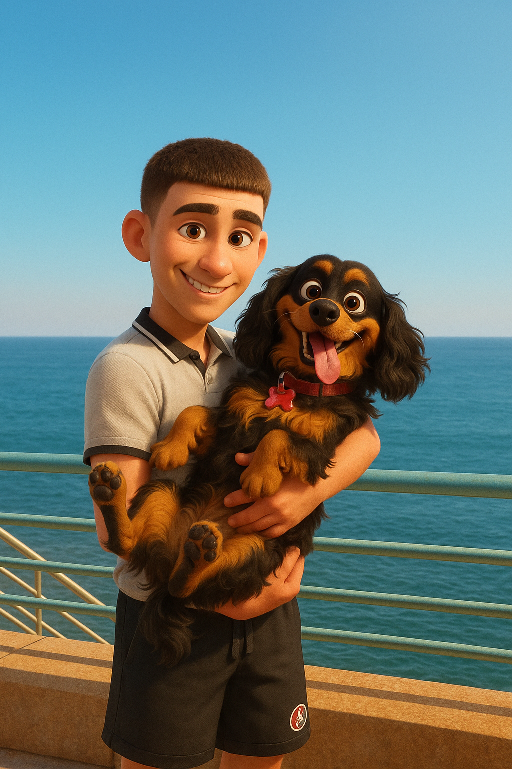 Caricatura Duo padrone/a+cucciolo