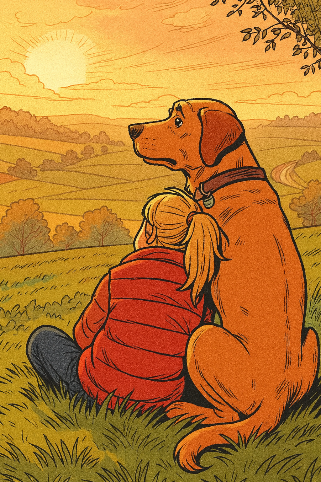 Caricatura Duo padrone/a+cucciolo