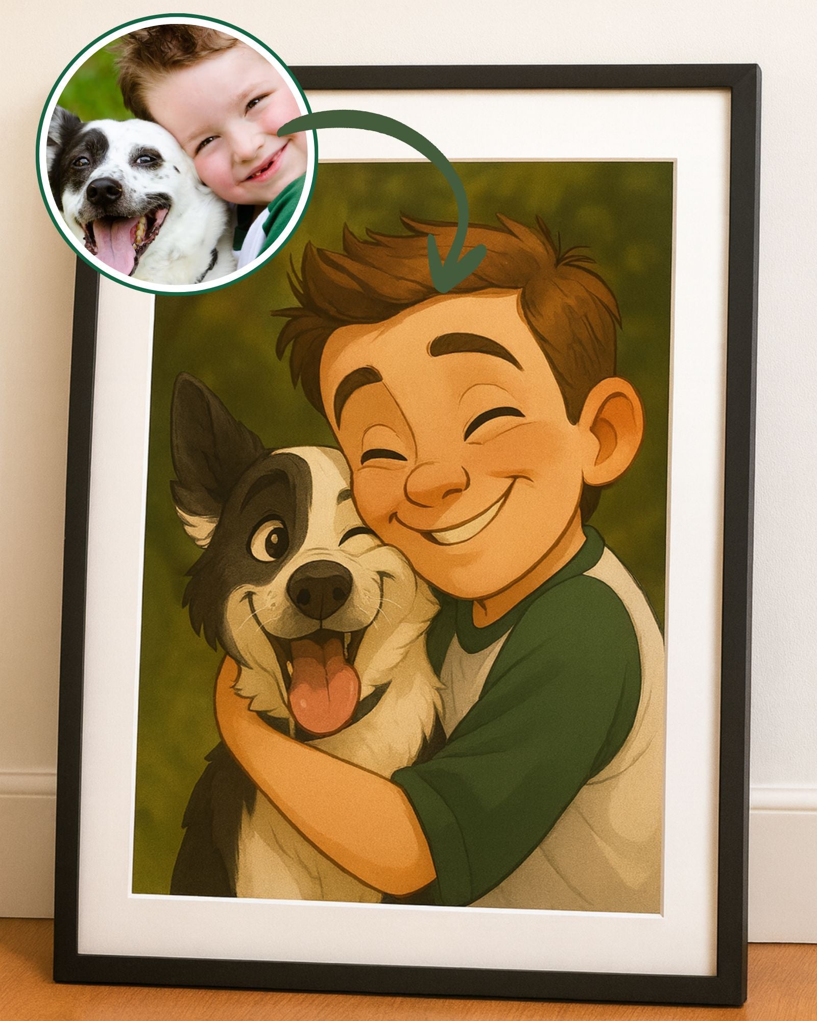 Caricatura Duo padrone/a+cucciolo